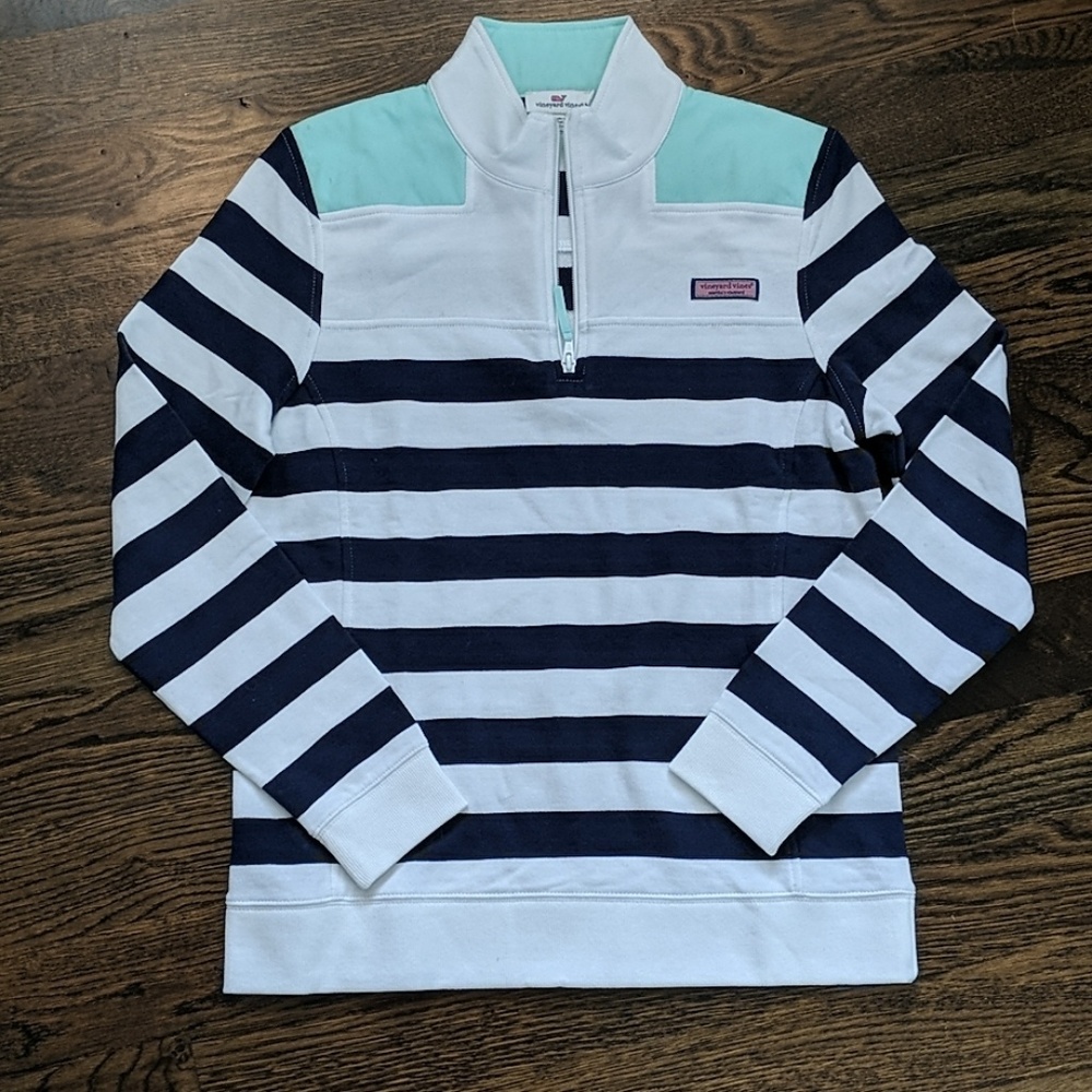 Women's Vineyard Vines Shep Shirt Navy and White M